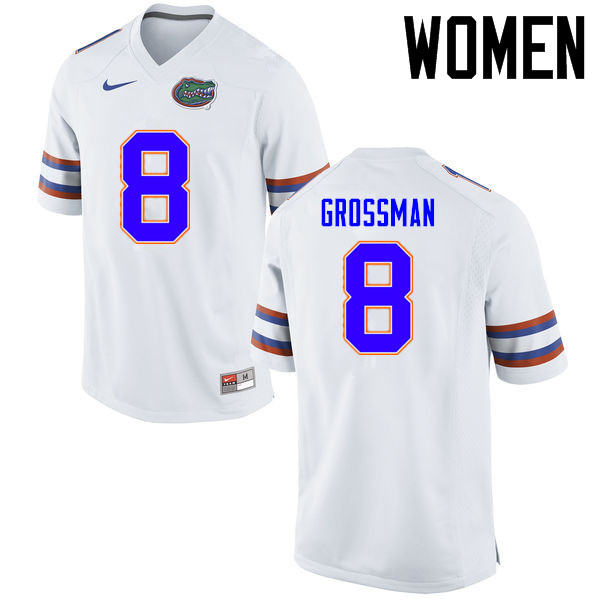 Women Florida Gators #8 Rex Grossman College Football Jerseys Sale-White